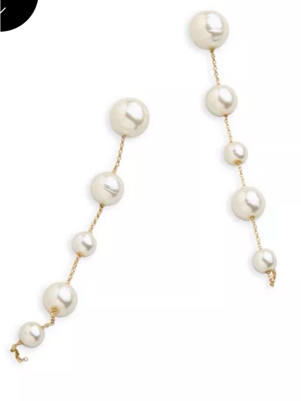 BaubleBar Pearl Drop Linear Earrings in White and Gold with bracelet